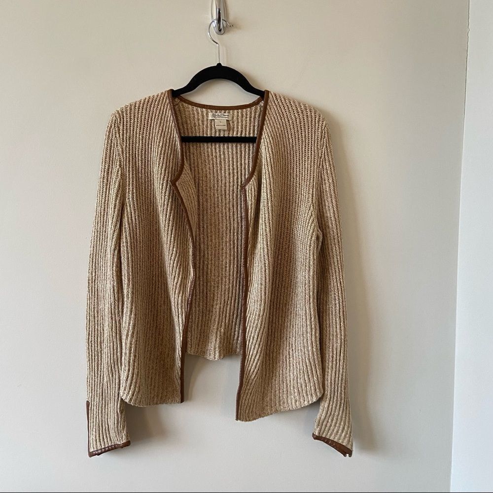 LUCKY Brand-Open Knit Zipper Cuff Cardigan (Large)